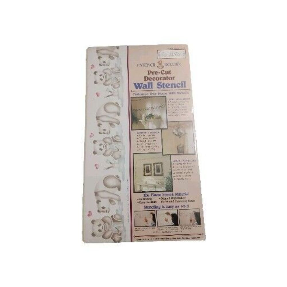 Vintage 1990 Stencil Decor Pre-Cut Wall Stencils #26619 Painting Pandas Nursery